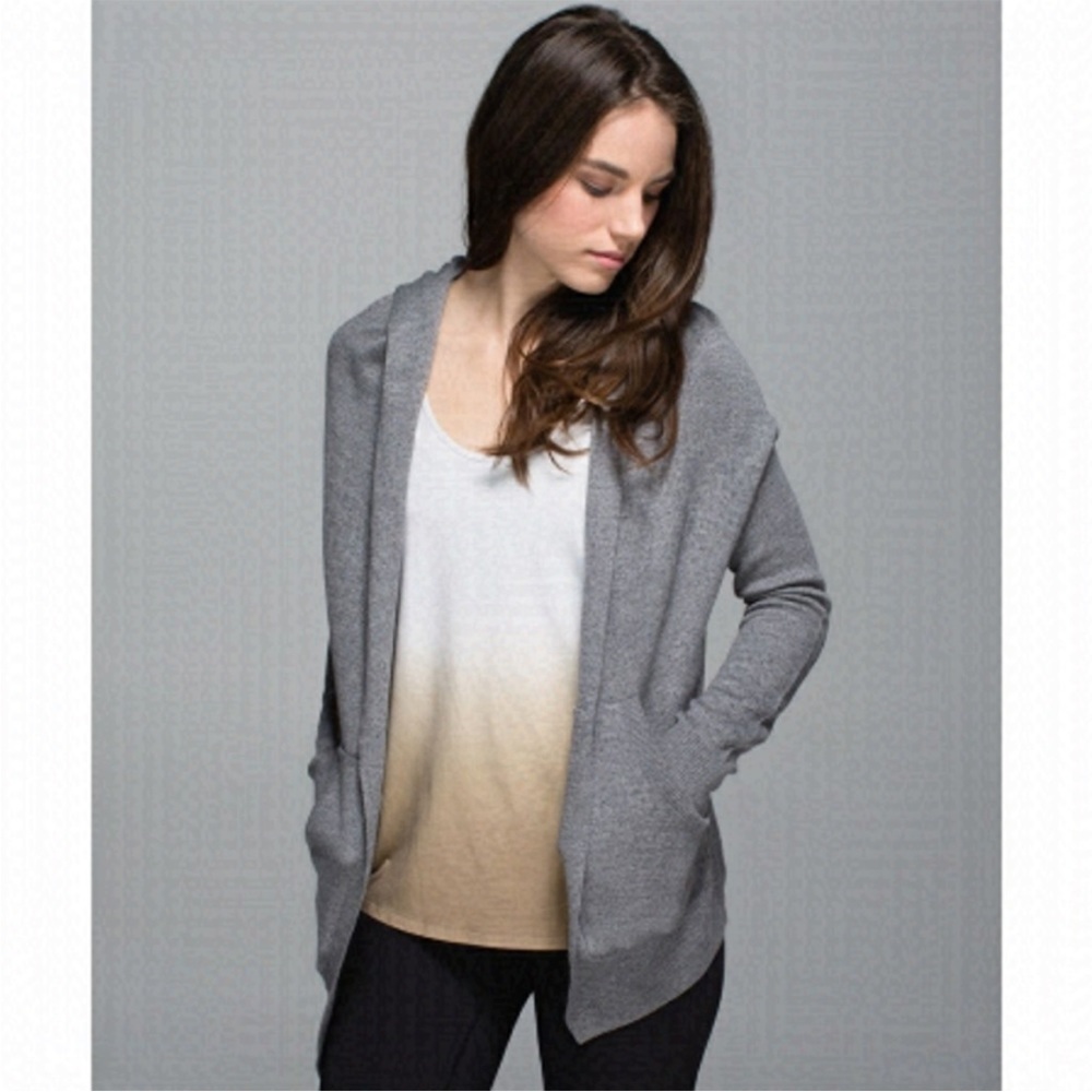 Lululemon Cabin Yogi Wrap Heathered Medium Grey / Slate Cozy Cardigan Sweater 4